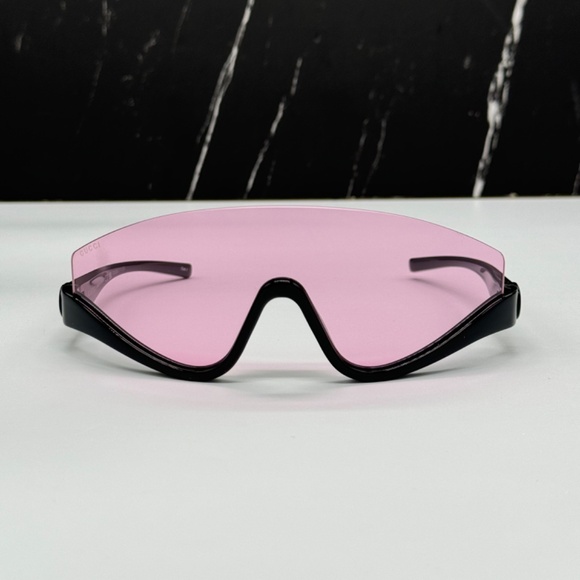 NEW GUCCI UNISEX SHIELD SUNGLASSES, GUCCI PINK BLACK EYEWEAR GUCCI - Picture 7 of 13